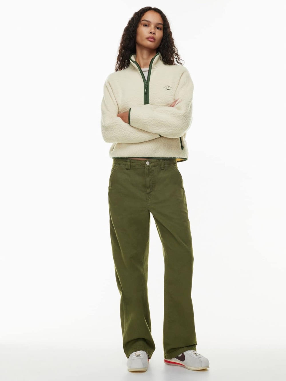 TNA Aritzia Olive Green Utility Straight Leg Pants Everyday Essentials 📐2
